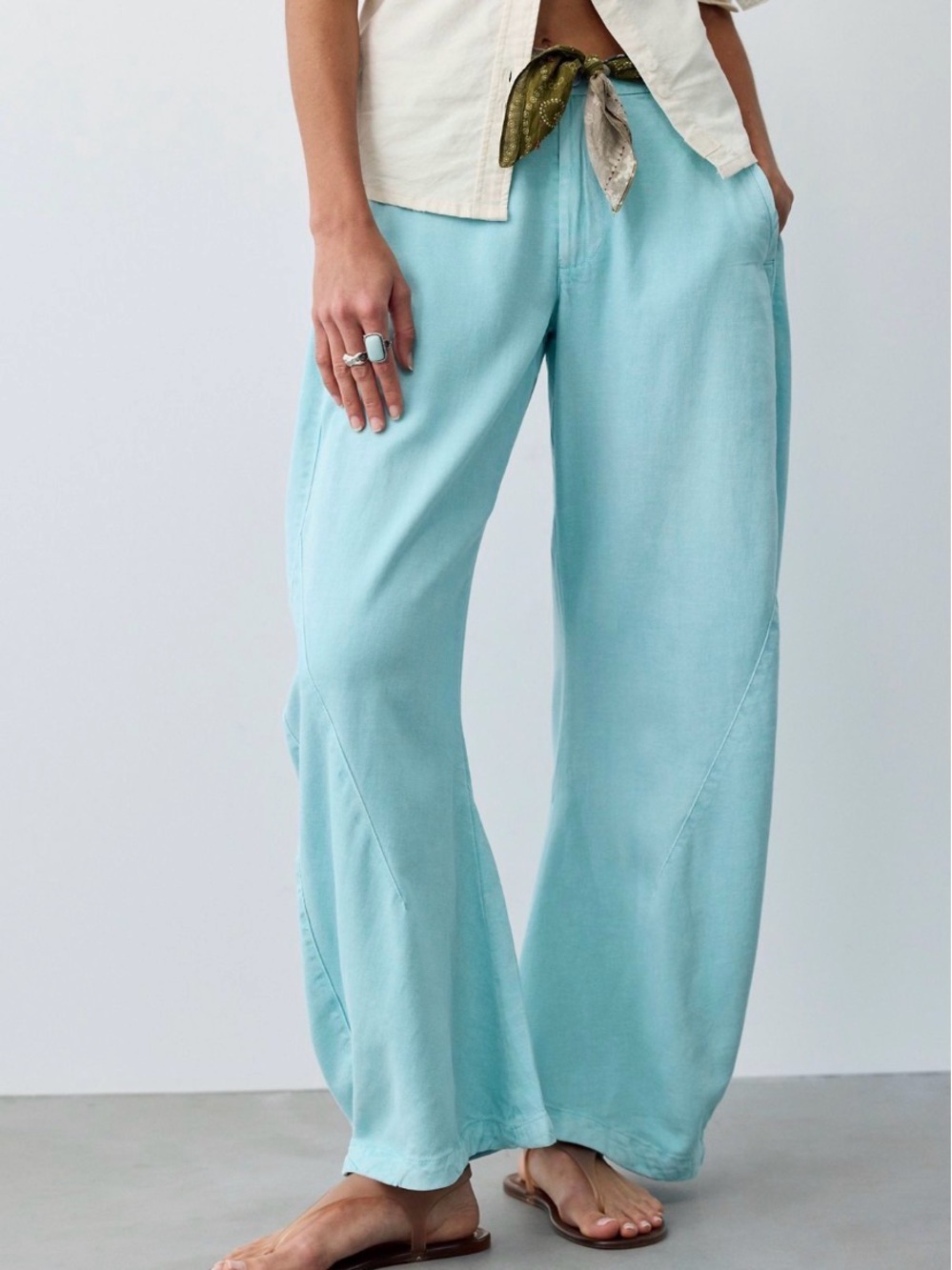 Free people spotlight washed barrel chino trouser blue glow